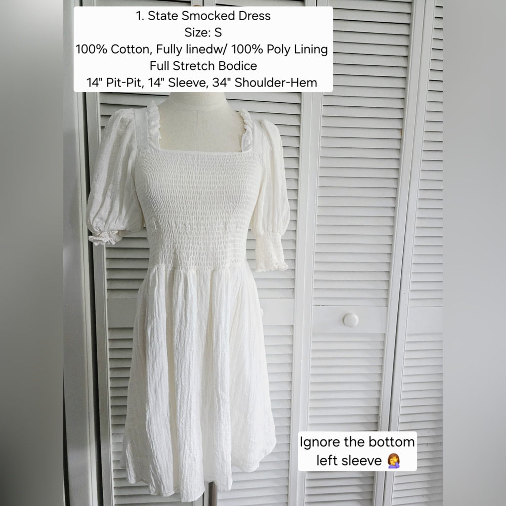 White Puff Sleeve Dress